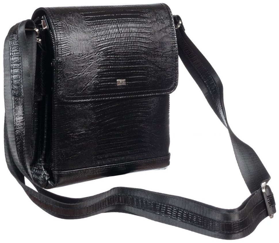 Мужская кожаная сумка с лазерной текстурой Desisan 107917 черная modnotak фото №5