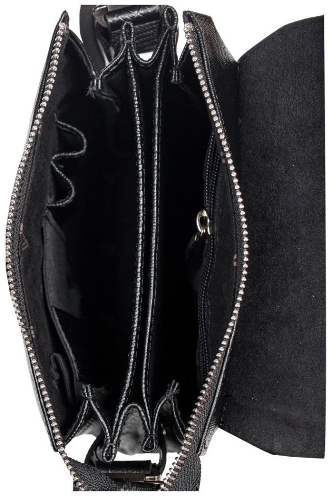 Мужская кожаная сумка с лазерной текстурой Desisan 107917 черная modnotak фото №6