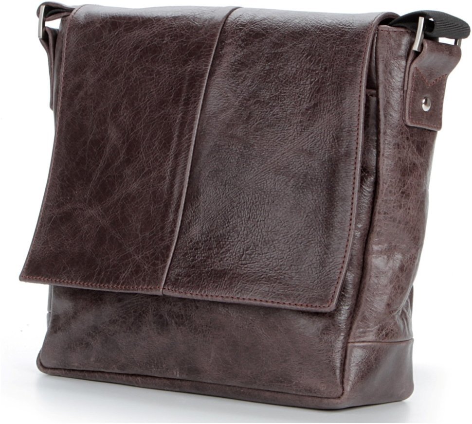 Темно-коричнева чоловіча сумка-месенджер із натуральної шкіри SHVIGEL 2400794