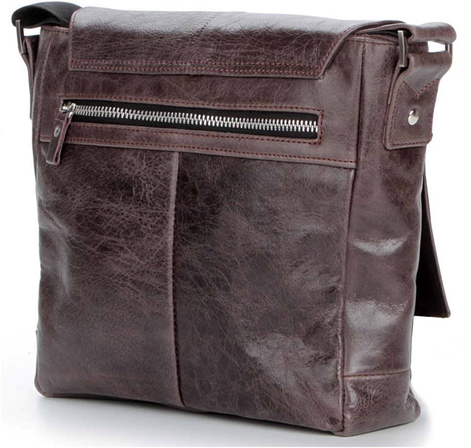 Темно-коричнева чоловіча сумка-месенджер із натуральної шкіри SHVIGEL 2400794