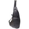 Городская большая мужская сумка-слинг из фактурной кожи черного цвета Vintage 98117 modnotak фото - 1
