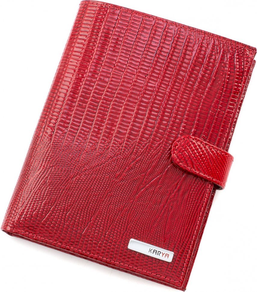 Багатофункціональний жіночий гаманець з натуральної шкіри в червоному кольорі KARYA (12367)
