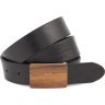 Элитный итальянский кожаный ремень с деревянной пряжкой из мореного дуба 40569-GH - 1