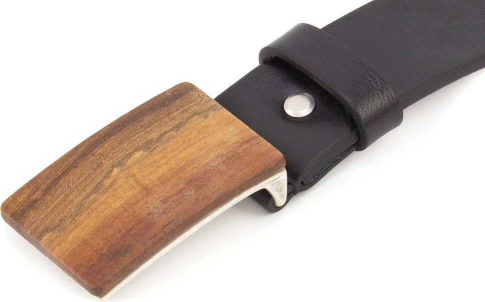 Элитный итальянский кожаный ремень с деревянной пряжкой из мореного дуба 40569-GH