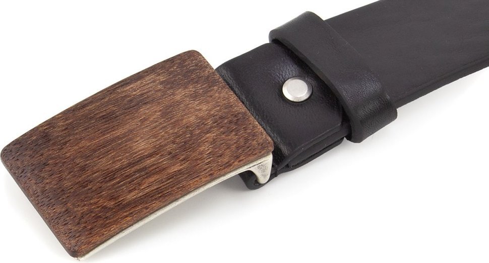 Элитный итальянский кожаный ремень с деревянной пряжкой из мореного дуба 40569-GH