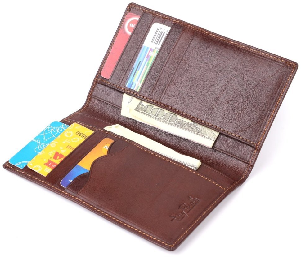 Повседневный мужской кошелек из натуральной гладкой кожи коричневого цвета Tony Perotti без застежки 108517 modnotak фото №7