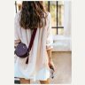 Жіноча наплечна сумка круглої форми з натуральної шкіри марсалового кольору BlankNote Tablet 78617 - 8