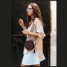 Женская наплечная сумка круглой формы из натуральной кожи марсалового цвета BlankNote Tablet 78617 - 9