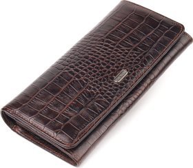 Місткий жіночий гаманець з натуральної шкіри з тисненням під крокодила CANPELLINI (2421608)