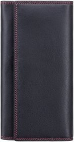 Великий жіночий шкіряний гаманець чорного кольору з червоним рядком Visconti 68817
