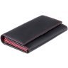 Великий жіночий шкіряний гаманець чорного кольору з червоним рядком Visconti 68817 - 3