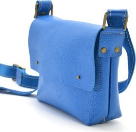 Невелика жіноча сумка-кроссбоді з натуральної шкіри синього кольору TARWA (21778)