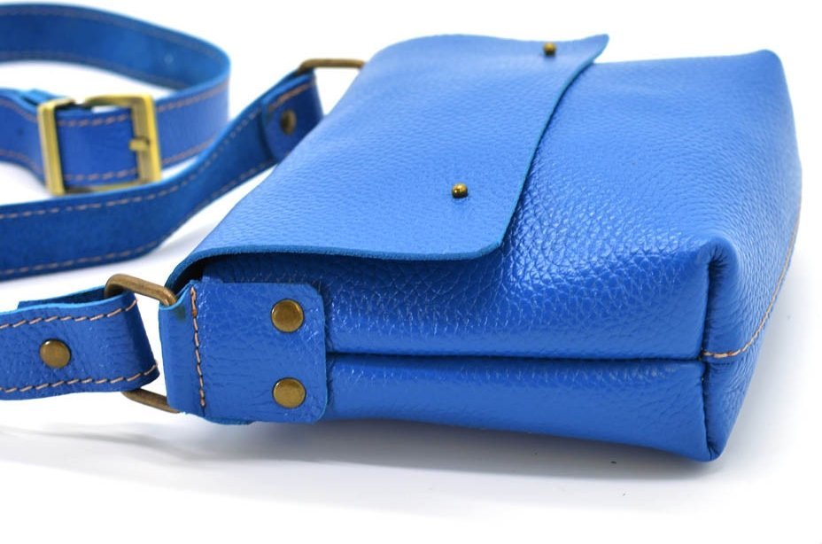 Женская небольшая сумка-кроссбоди из натуральной кожи синего цвета TARWA (21778)