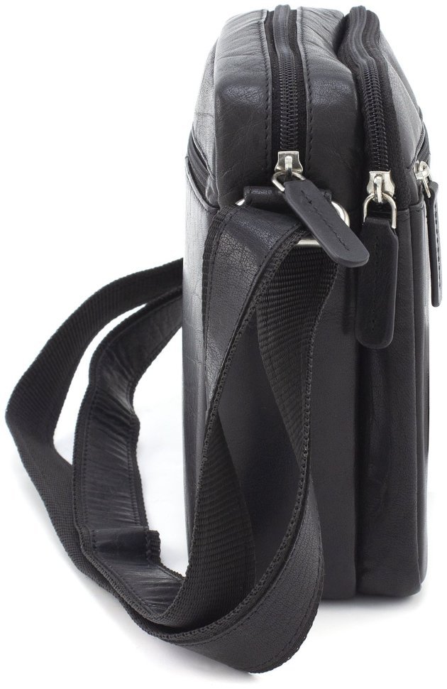 Маленькая мужская кожаная сумка на плечо на два отделения Visconti 69117