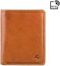 Кожаный мужской кошелек светло-коричневого цвета под карточки, документы и монеты Visconti Galen 69217