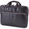 Шкіряна чоловіча сумка під ноутбук темно-коричневого кольору Tom Stone (10957) - 1