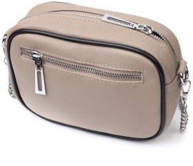 Бежевая женская сумка из натуральной кожи на цепочке Vintage 2422381