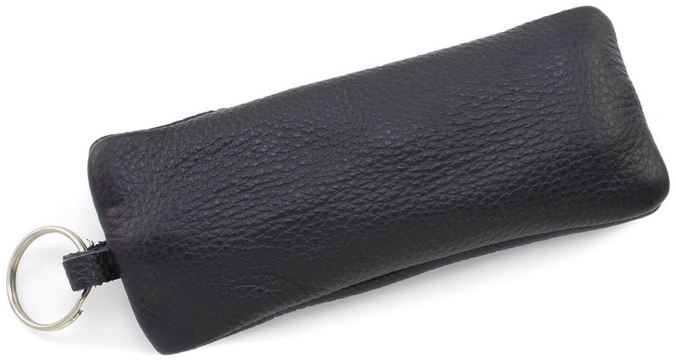 Чорна маленька ключниця із фактурної шкіри на блискавці ST Leather 70818