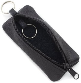 Черная маленькая ключница из фактурной кожи на молнии ST Leather 70818