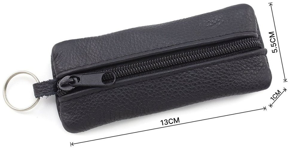 Черная маленькая ключница из фактурной кожи на молнии ST Leather 70818 modnotak фото №3