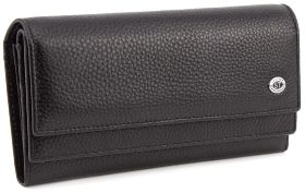 Шкіряний чорний гаманець з відділенням для карт ST Leather (16811)