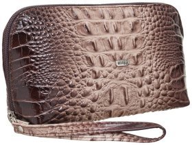 Коричнево-бежевая женская косметичка из натуральной кожи под крокодила Desisan 81118