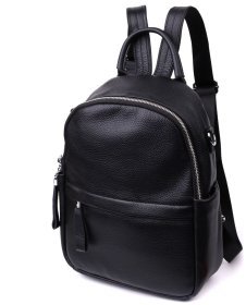 Чорний жіночий рюкзак-сумка середнього розміру з натуральної шкіри Vintage 2422567