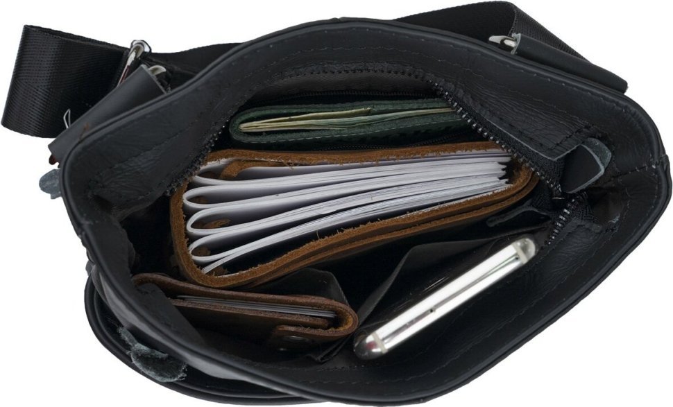 Матовая мужская сумка планшет черного цвета VINTAGE STYLE (14729)