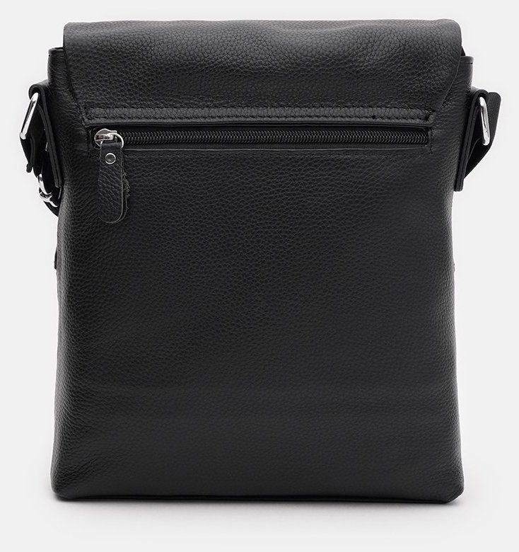 Солидная мужская сумка-планшет из фактурной кожи черного цвета с клапаном Keizer 71518