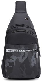 Текстильный мужской рюкзак-слинг среднего размера в черном цвете Monsen 71618