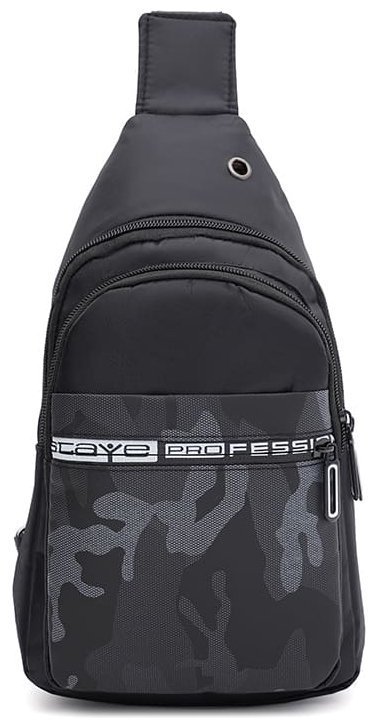 Текстильний чоловічий рюкзак-слінг середнього розміру в чорному кольорі Monsen 71618 фото №1 Текстильний чоловічий рюкзак-слінг середнього розміру в чорному кольорі Monsen 71618 modnotak фото №1