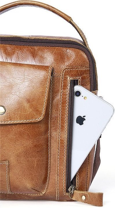Винтажная небольшая сумка планшет из натуральной кожи VINTAGE STYLE (14766)