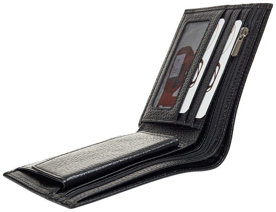 Якісне чоловіче портмоне із натуральної зернистої шкіри Desisan 81818 чорного кольору modnotak фото №3