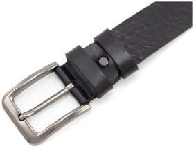 Длинный батал мужской кожаный ремень из итальянской кожи до 150 см Gherardini 40833 (черный)
