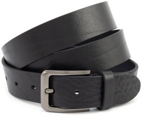 Длинный батал мужской кожаный ремень из итальянской кожи до 150 см Gherardini 40833 (черный)