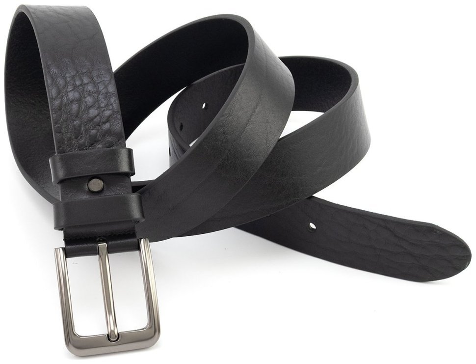 Довгий батал чоловічий шкіряний ремінь із італійської шкіри до 150 см Gherardini 40833 (чорний) modnotak фото №3