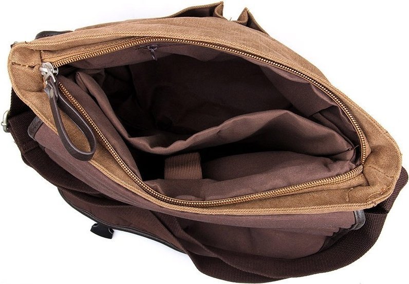 Чоловіча коричнева сумка з текстилю з відділенням під ноутбук Vintage (14412)