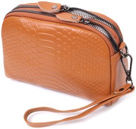 Элегантная женская сумка на два отделения из натуральной кожи Vintage 22800 Рыжая