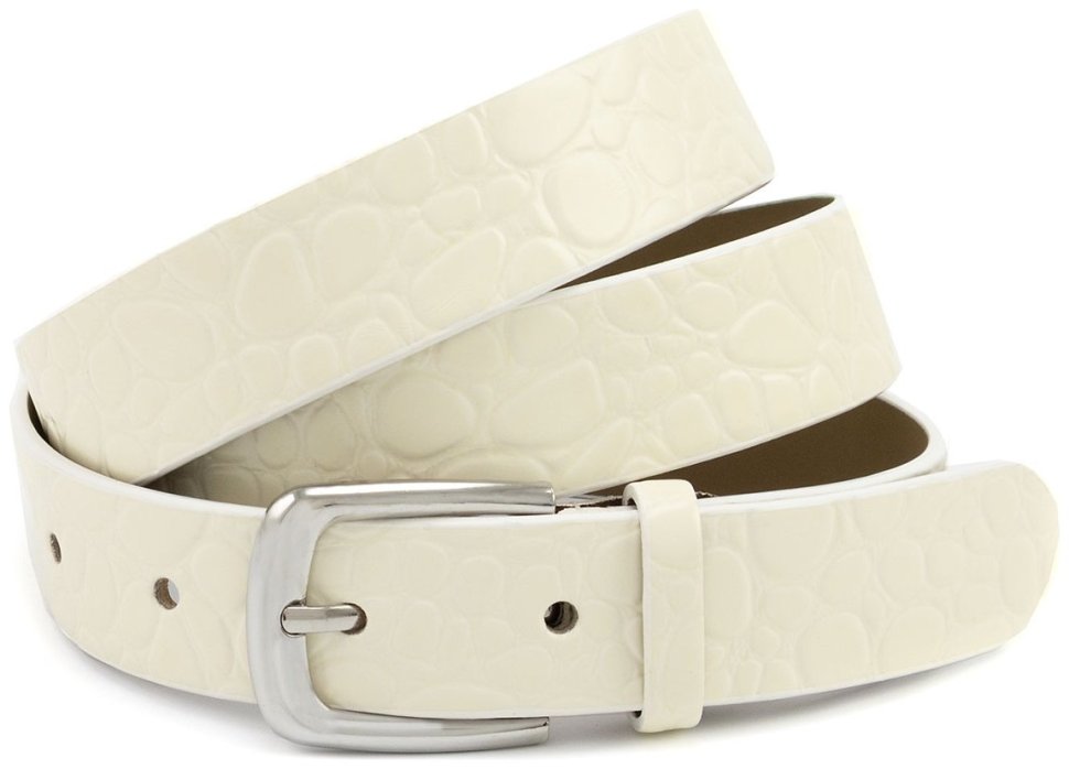 Ремень женский кожаный лаковый фактура кожу крокодила Remar 30123 бежевый фото №1 Ремень женский кожаный лаковый фактура кожу крокодила Remar 30123 бежевый modnotak фото №1