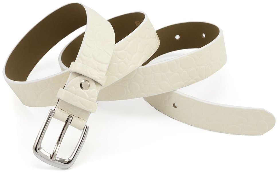 Ремень женский кожаный лаковый фактура кожу крокодила Remar 30123 бежевый фото №3 Ремень женский кожаный лаковый фактура кожу крокодила Remar 30123 бежевый modnotak фото №3