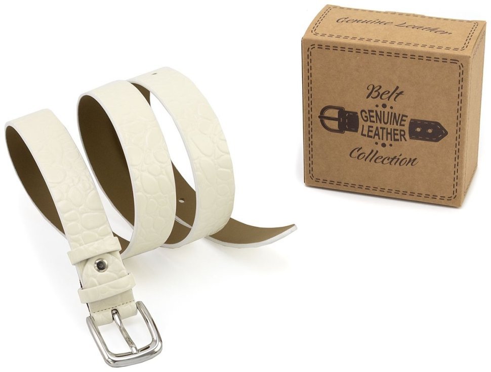 Ремень женский кожаный лаковый фактура кожу крокодила Remar 30123 бежевый фото №5 Ремень женский кожаный лаковый фактура кожу крокодила Remar 30123 бежевый modnotak фото №5