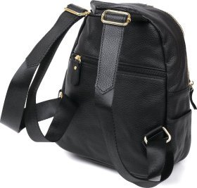 Небольшой кожаный женский рюкзак черного цвета Vintage (2420676)