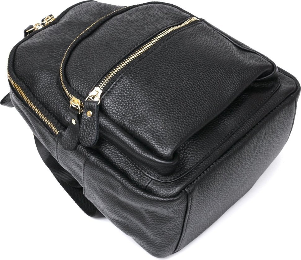 Небольшой кожаный женский рюкзак черного цвета Vintage (2420676)