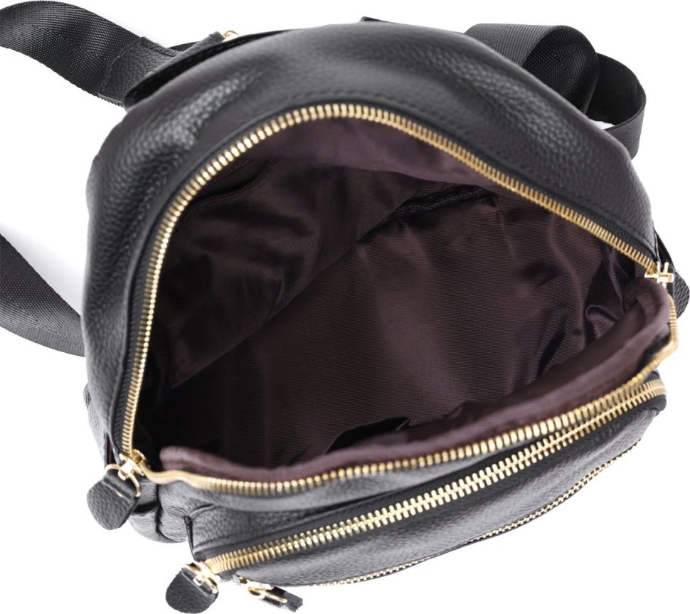Небольшой кожаный женский рюкзак черного цвета Vintage (2420676)