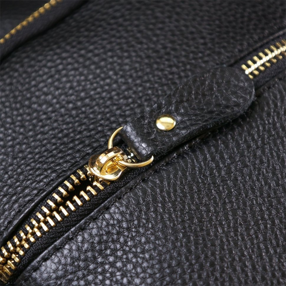 Невеликий шкіряний жіночий рюкзак чорного кольору Vintage (2420676)
