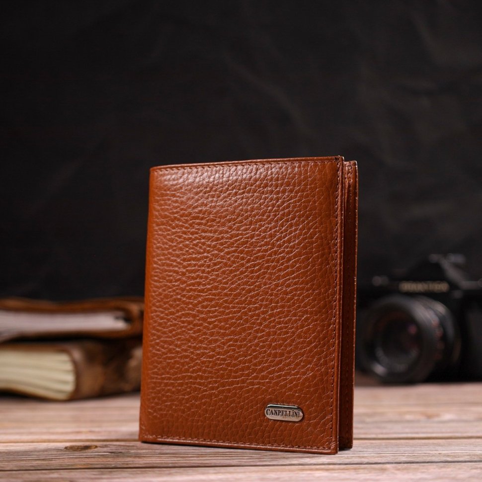 Чоловічий гаманець вертикального формату із натуральної коричневої шкіри CANPELLINI (2421754)