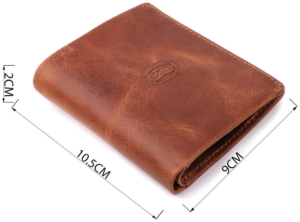 Кожаное портмоне из натуральной винтажной кожи в светло-коричневом цвете Tony Perotti Италия 103318 modnotak фото №3