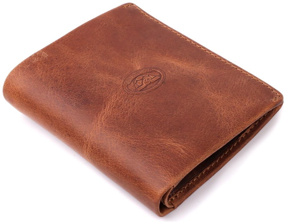 Кожаное портмоне из натуральной винтажной кожи в светло-коричневом цвете Tony Perotti Италия 103318 modnotak фото №5