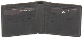 Сіре портмоне з італійської шкіри без монетниці Grande Pelle (13279)