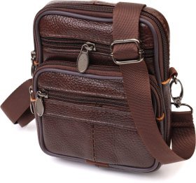 Компактна чоловіча сумка на пояс із натуральної шкіри коричневого кольору Vintage (2421484)